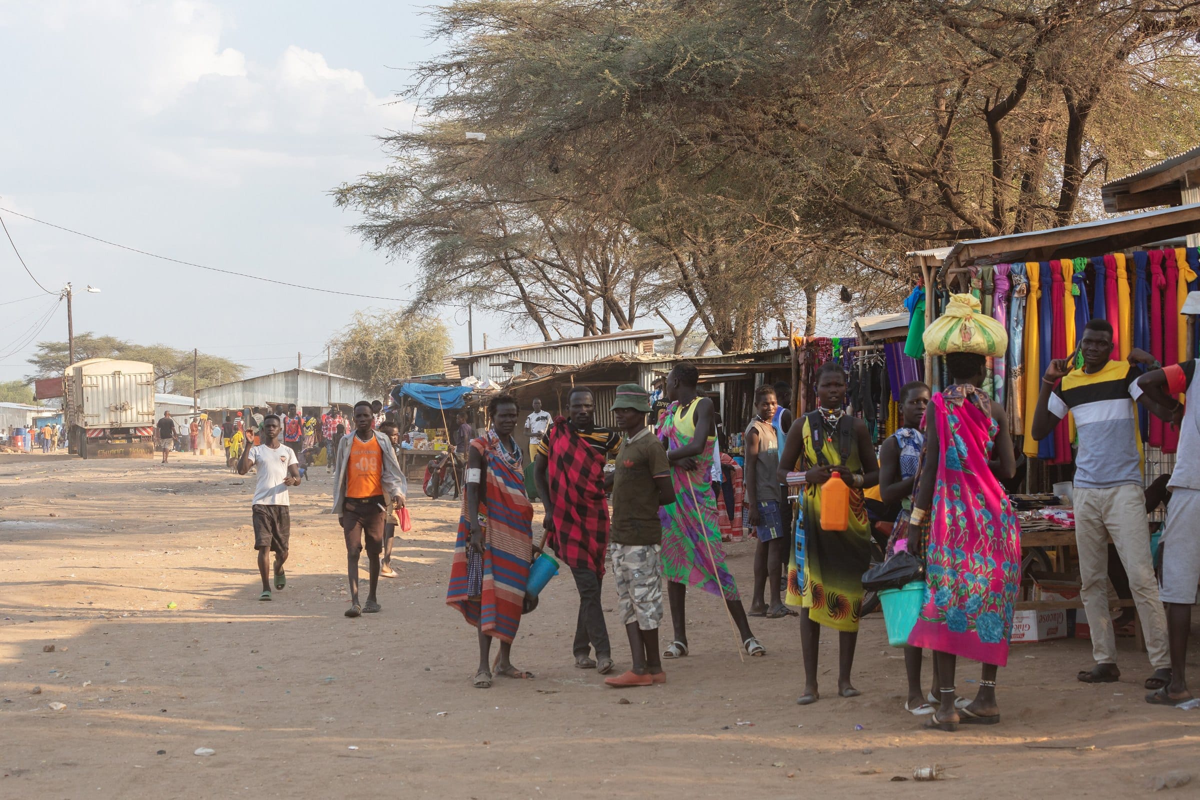 A busy market street in Kapoeta, Eastern Equatoria