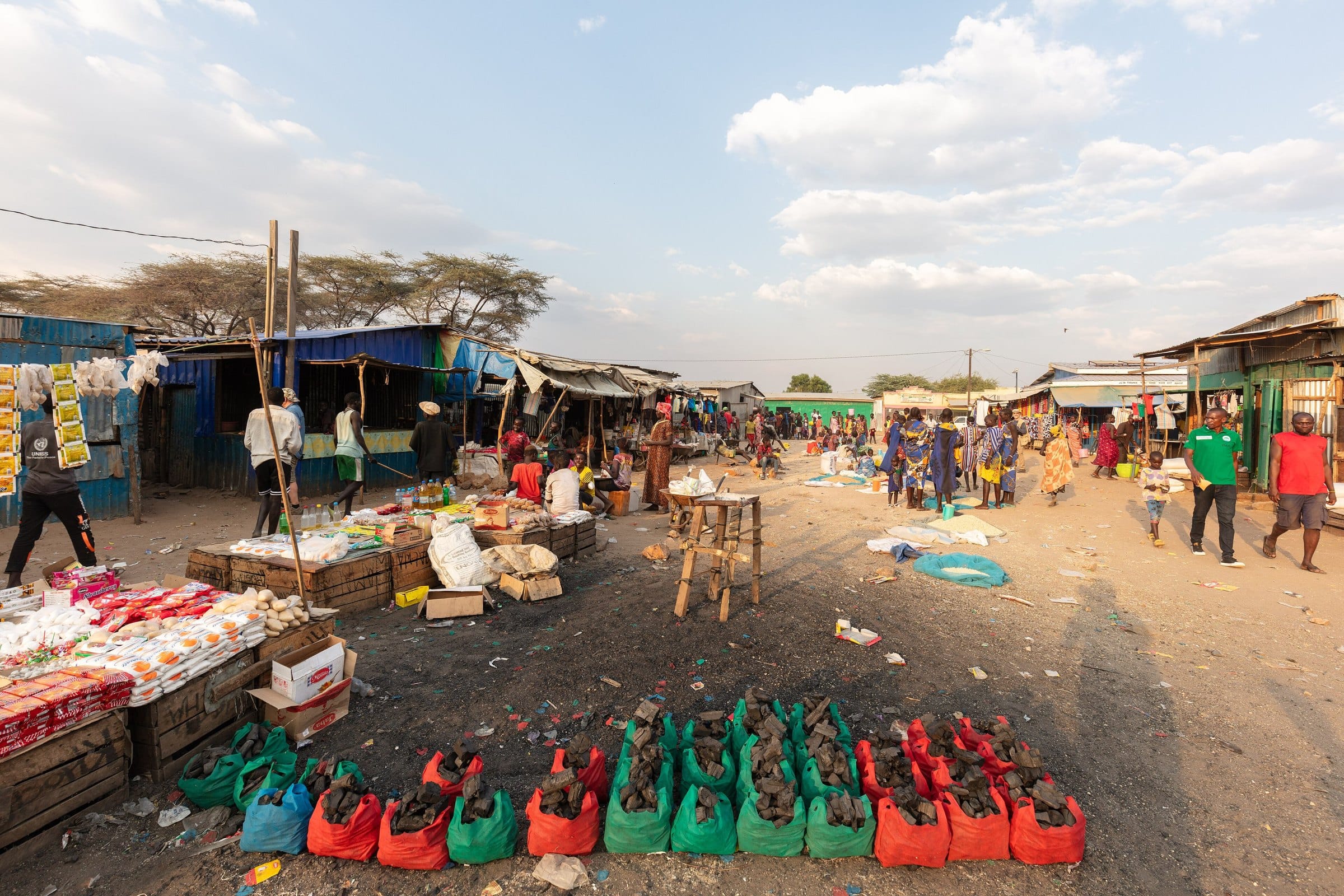 Traders and produce at the market in Kapoeta